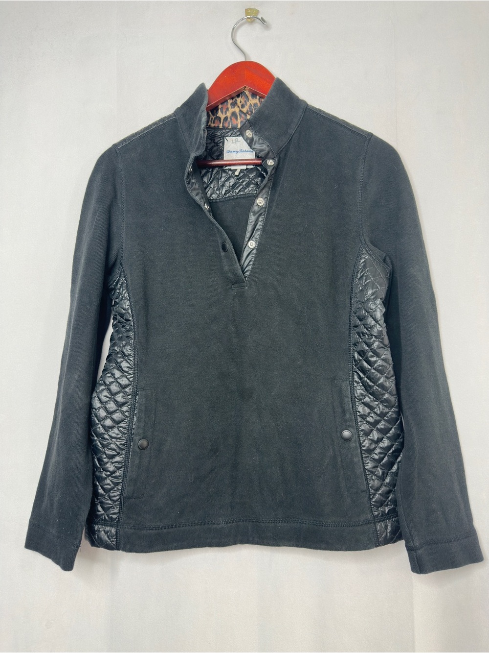 Tommy Bahama Hybrid Aruba Half Quarter Sweater Long Sleeve Black Quilted